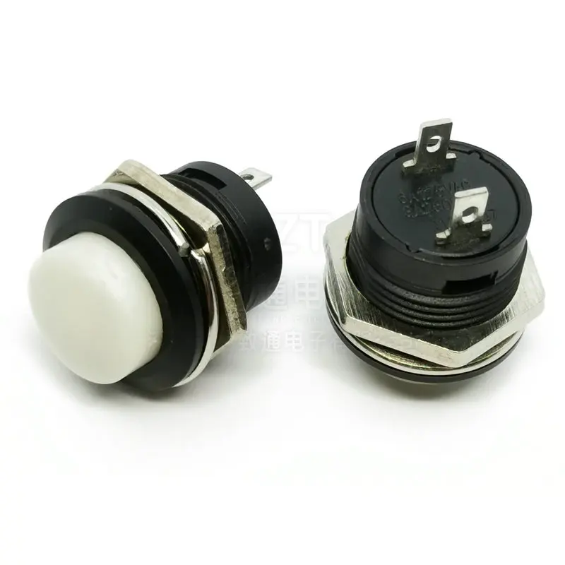 10pcs Momentary Push Button Switch 16mm Momentary 6A/125VAC 3A/250VAC Round Switches R13-507 BLACK RED GREEN WHITE BLUE YELLOW