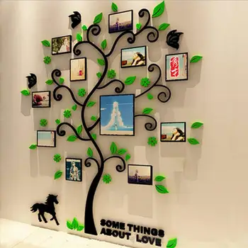 

3D Photo Frame Tree Wall Stickers Acrylic Durable Family Photo Tree Art Decals Home Decor for Living Room Bedroom Wall Sticker