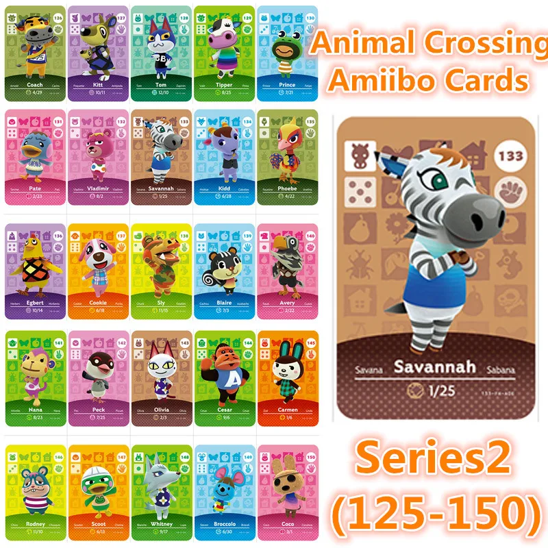 Игровая карта Amiibo Series 2(125to150) с пересекающимися животными для NS Switch 3DS набор NFC