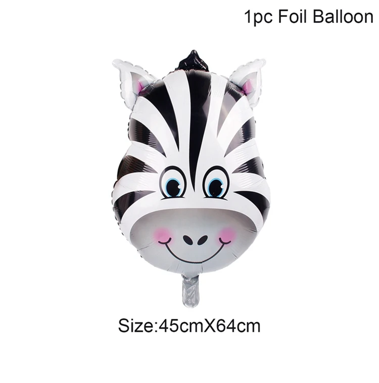 Zebra foil balloon HUIRAN джунгли принадлежности для животных Посуда С Днем Рождения Декор дети Джунгли Тема вечерние для вечеринки в стиле сафари декор для мальчиков - Цвет: Zebra foil balloon