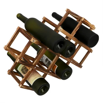 

10 Bottle Holder Mount Wooden Red Wine Rack Bar Whisky Display Shelf Folding Wood Wine Rack Drink Bottle Holder Organizer