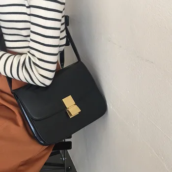

Women's Retro Diagonal Briefcase 2019 Hot Korean Fashion Leather Design Solid Color Shoulder Bag Women's Zip Compartment