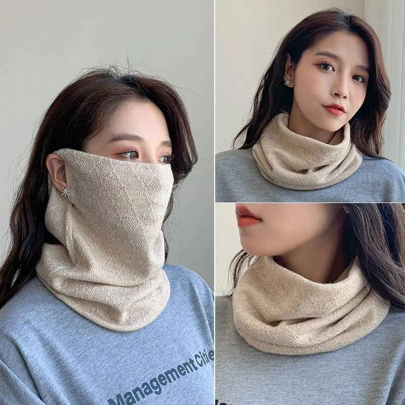 

Bib Women's Autumn and Winter Korean Ear-mounted Masks Keep Warm Neck Protection Neck Cover Wild Scarf Thickened Windproof Mask