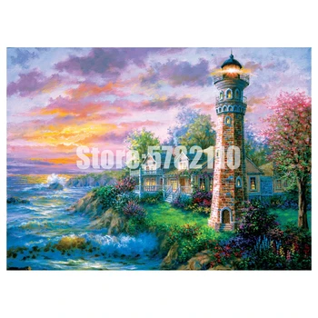 

Beach Landscape 5D Diy Diamond Painting Lighthouses Diamond Embroidery Full Drill Needlework Rhinestone Mosaic Wall Stickers