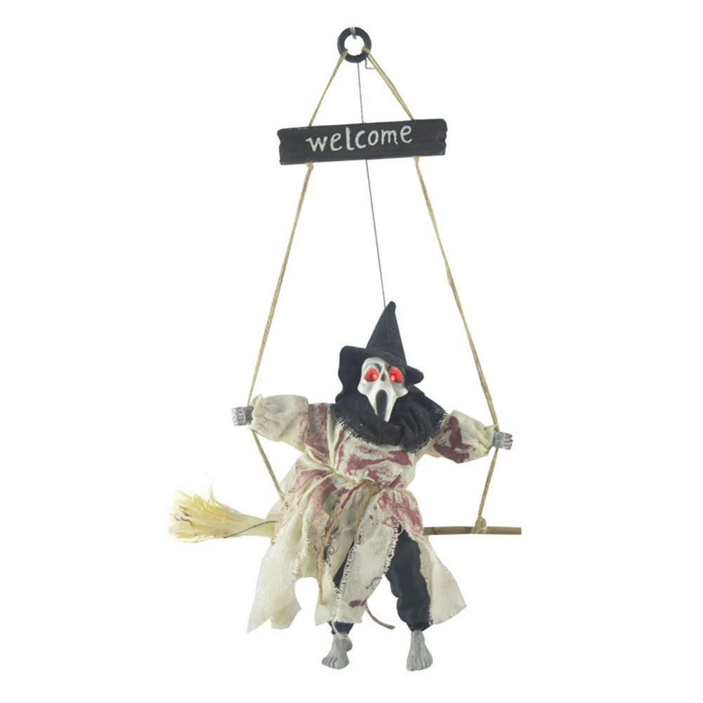 

Ghost Devil Props Pendant Doll Non Woven Decoration Party Halloween Scary Glowing Ornament Sound Hanging Witch