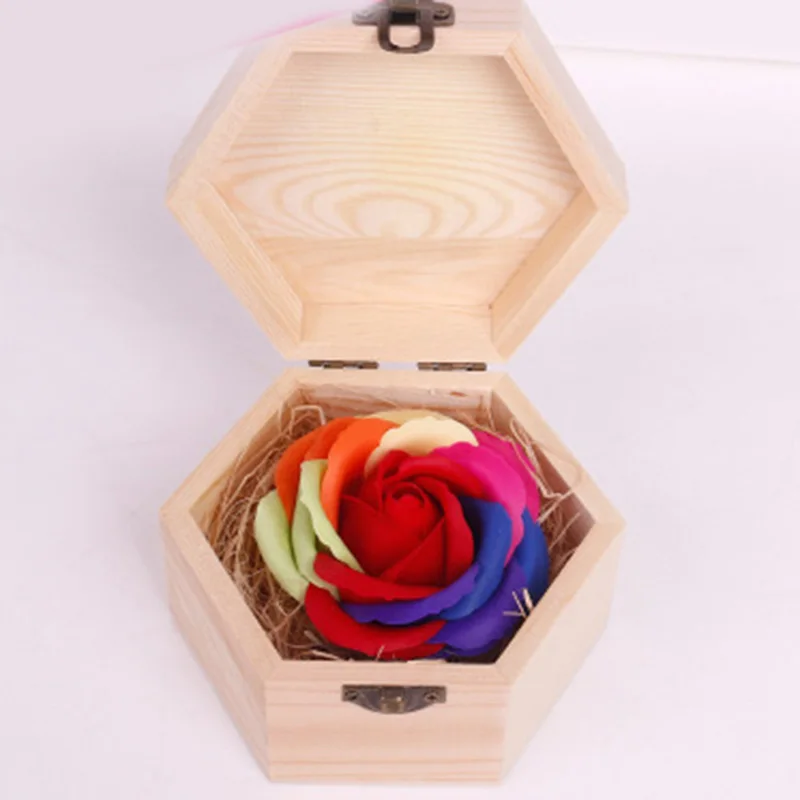 New Wooden Soap Box Flower Rose Small Wooden Box Gift Wood Soap Case Valentine Day Handmade Flower Birthday Gift