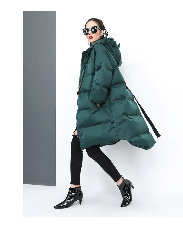 Vefadisa зимнее плотное пальто с капюшоном однотонное пальто с хлопковой подкладкой на молнии необычная Женская парка черного и зеленого цвета QYF894