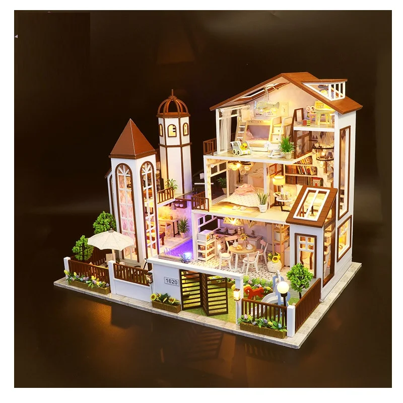 Big Castle Original Lols Wooden Dollhouse Educational Toys Villa Style