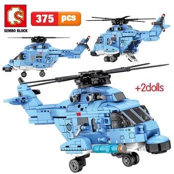 

Military Helicopter Bombers Model Building Blocks City Police Aircraft Swat Army Fighter Technic Construction Bricks Kids Toys