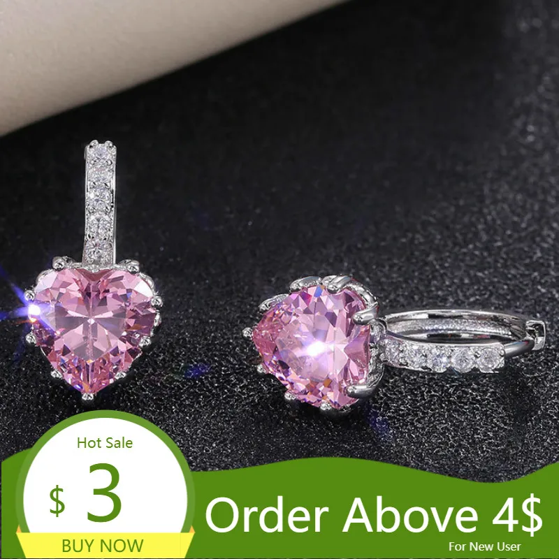 Visisap Fashion 9 Multicolor Zircon Love Earrings for Women Big Stone Unique Sweet Pretty Earring High Quality Lady Gifts E219 | Украшения