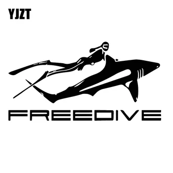 

YJZT 9CM*17.2CM Fun Brave Deep Sea Diving Sticker Shark Car Fashion Vinyl Decal Black/Silver C30-0588