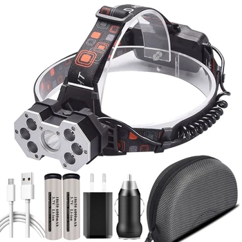 

7 Leds Headlamp Lantern 18650 Rechargeable Headlight Head Flashlight Lamp XM-L T6 Q5 Bulbs bike head lights Waterproof