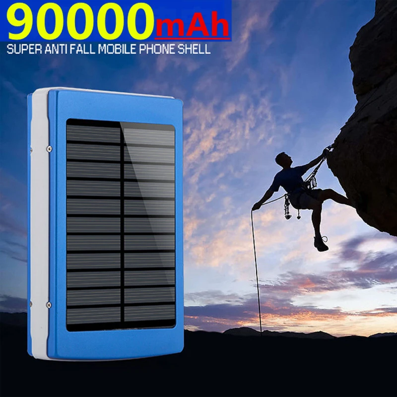 Solar 90000mah Power Bank External Battery Charging IPhone 8 XS Max Dual USB Portable Mobile Phone Charger For Xiaomi bank power