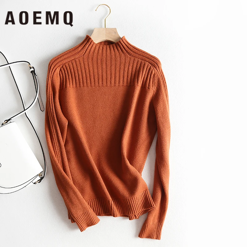 

AOEMQ Winter Clothing Sweater 4 Colors One Size Keep Warm Use Turtleneck Sweater Women Tops Pullovers Striped Sweater Tops