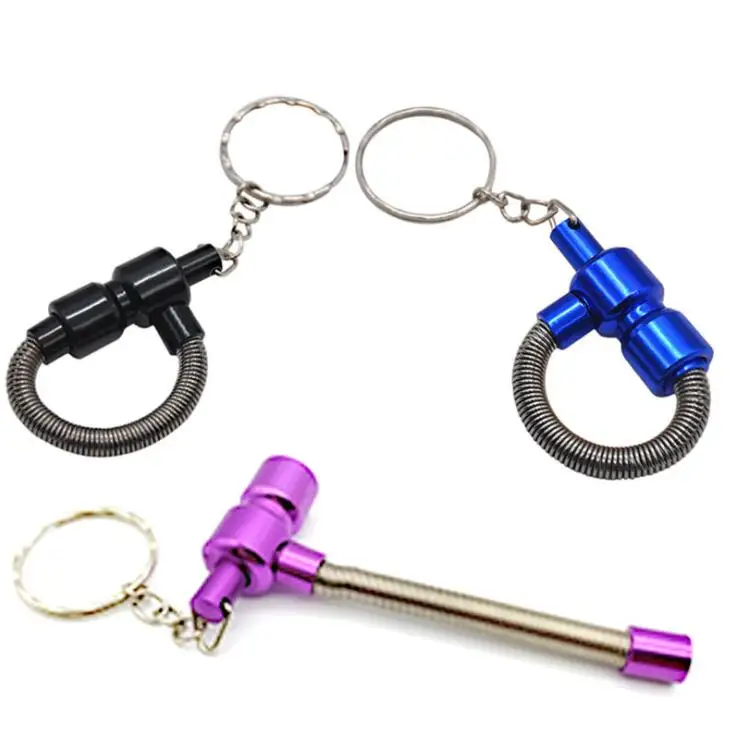 Portable Diversion Metal Keychain Spring Smoking Pipe Disguise Tobacco Herb Pipe 