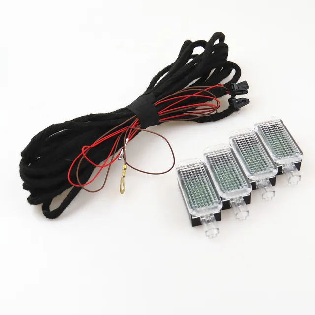 US $23.58 FHAWKEYEQ LED Footwell Light Interior Foot Lamp Cable Harness For VW Jetta Passat Golf A2 Q3 Q5 Q7 