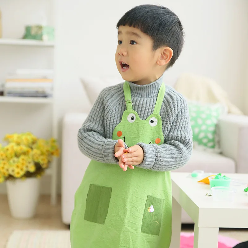 Детский фартук забавный кухонный милый мультяшный лягушка корова свинка длинный