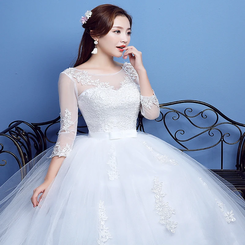 Fashion Lace Up Wedding Dress Bride Ball Gowns Wedding Dresses Half Sleeve Plus Size Princess Dresses Vestidos De Novia 6