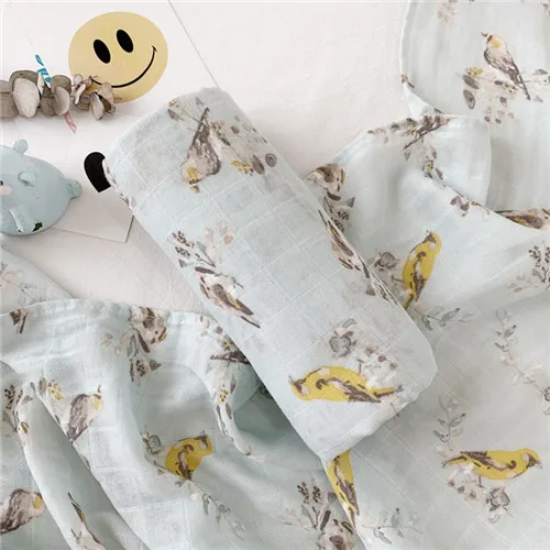 bird Мягкий Муслин хлопок Детские Пеленки милый мультфильм одеяла для новорожденных Ванна Марля младенческой спальные принадлежности чехол для коляски игровой коврик - Цвет: bird