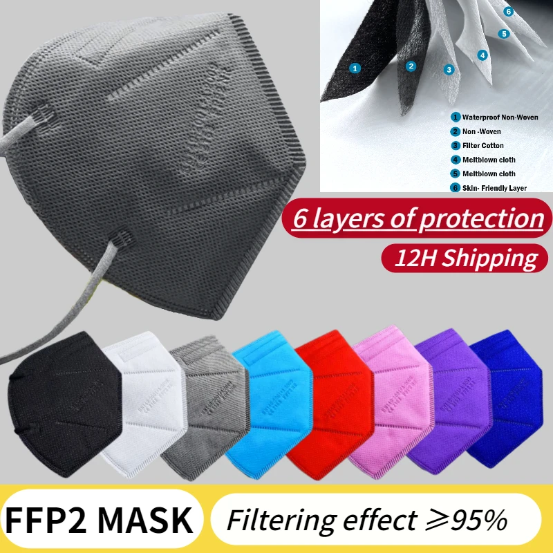 6-этажные защитные маски fpp2 одобренная маска ffp2 mascarillas kn95 черные ffp 2 защитная k n95