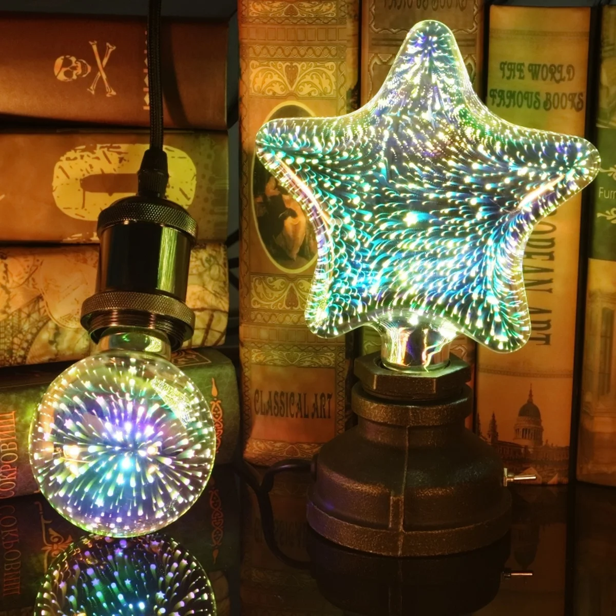 3D Firework LED Vintage Edison Glowing Bedroom DIY Home Decor Night light Bulb 