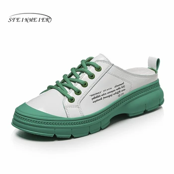 

Steinmeier 2020 women Flat shoes Soft Cow leather Rome style summer round toe yellow color low heel sandals party dress shoes