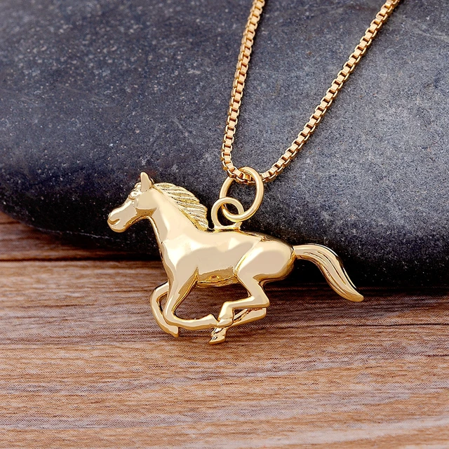 14k Gold Double Horse Head Pendant 