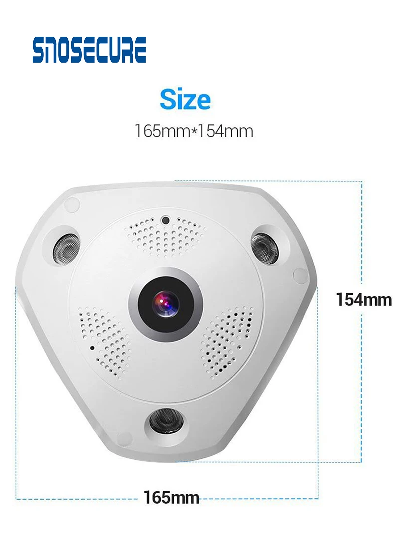 SNOSECURE 3.0MP HD ip-камера рыбий глаз камера 1,44 мм объектив ночное видение 2 способа аудио панорамная камера безопасности WiFi