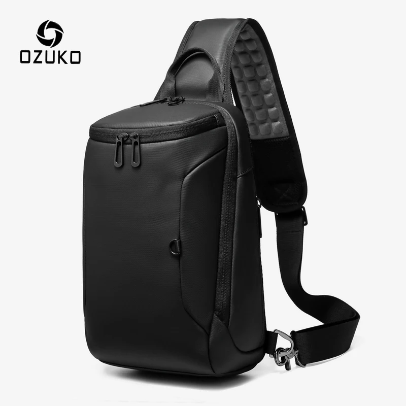 Сумка на плечо OZUKO мужская с USB зарядкой повседневный водонепроницаемый