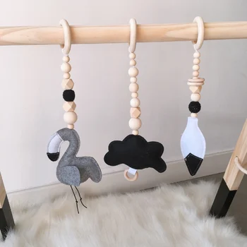 

Feather Cactus Shaped Wood Room Nursery Tent Hanging Decoration Photo Props 3pcs Wooden Beads Ornament Kids Toys For Baby