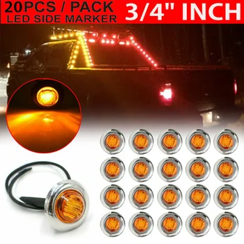 

New Arrival High Quality 20pcs 3/4" Amber Stailness Base LED Clearance Side Marker Lights For Truck Trailer