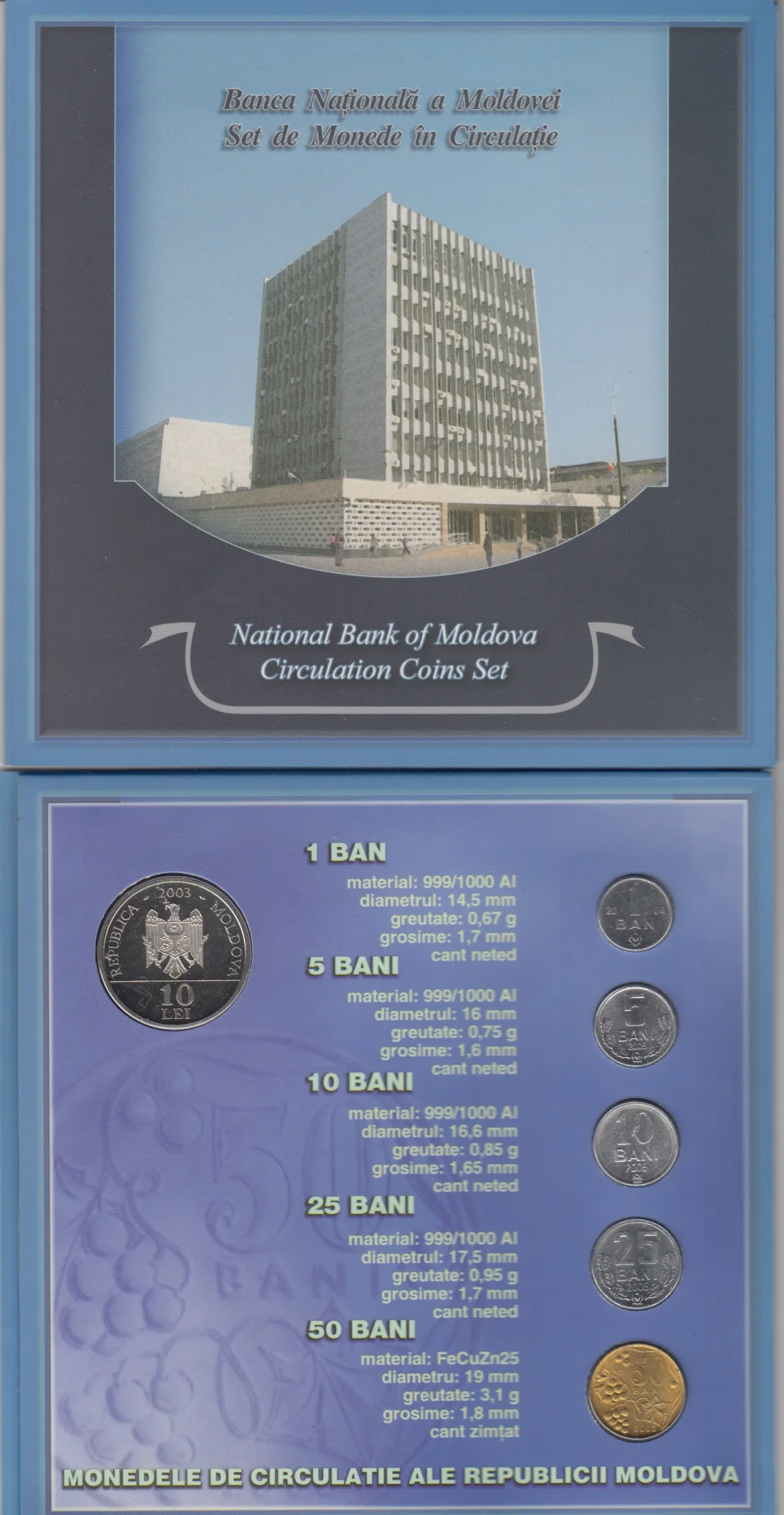 

Moldova 2003 5 Coins Plus 10 Lei Commemorative Coins Official Packaging 100% Authentic Original Coin Collectibles UNC
