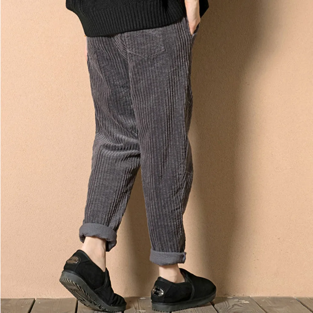 New Women's Harem Pants Autumn Winter Warm Corduroy High Waist Pants Plus Size Casual Pants Vintage Loose Trousers Femal#y2