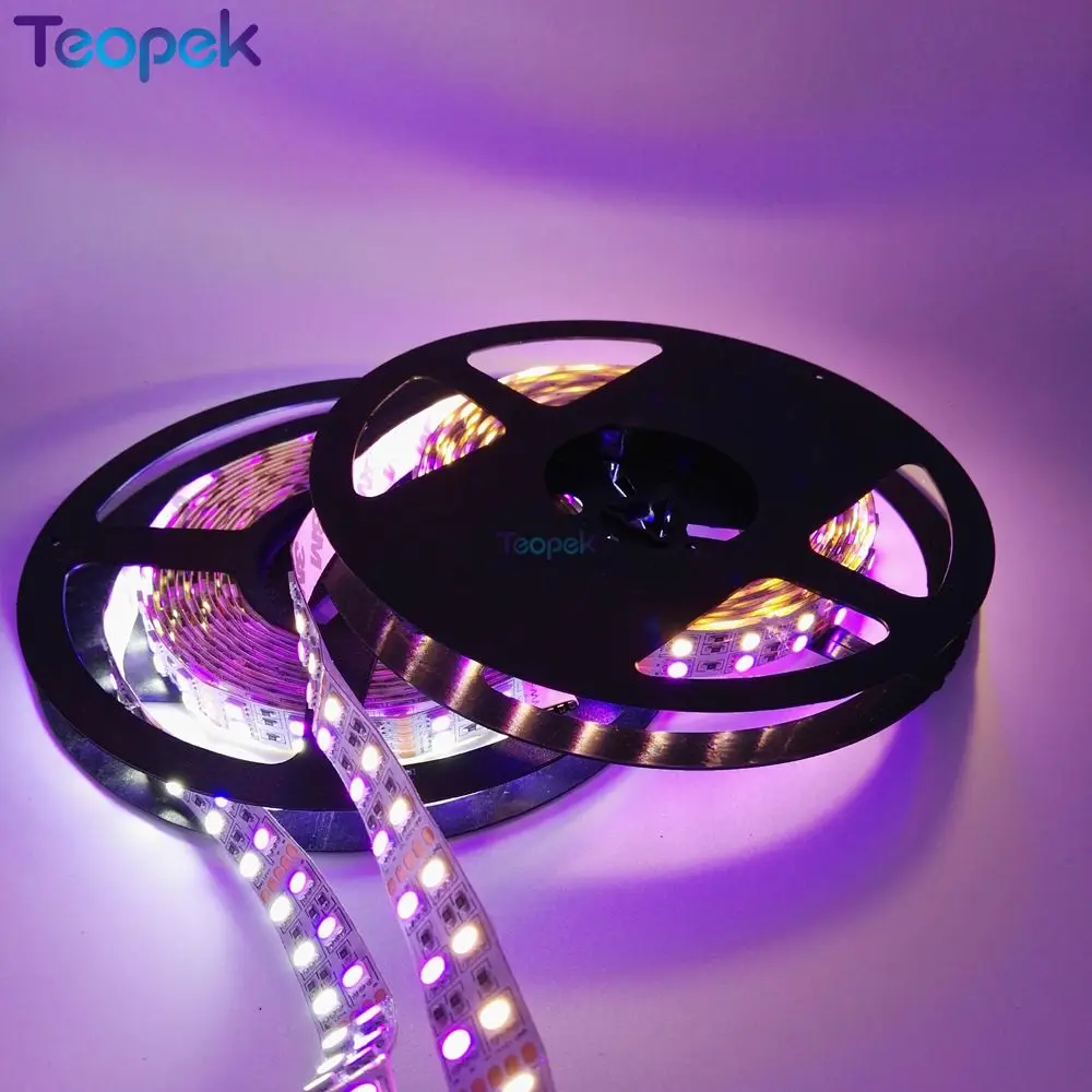 5 м Двухрядные 5050SMD RGBW(RGB+ белый) или RGBWW(RGB+ теплый белый) гибкий светодиодный полоски DC12V 5 м/рулон 120 светодиодный/М 600 светодиодный s