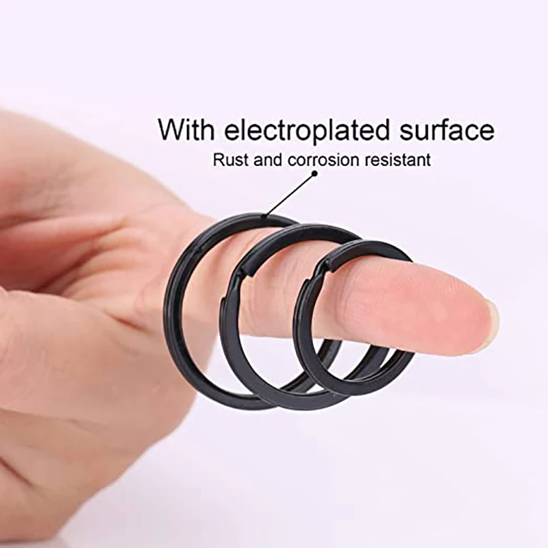 Black Round Flat Key Rings Key Chain 30mm Small Metal Split Ring 20pcs For Home Car Keys Organization