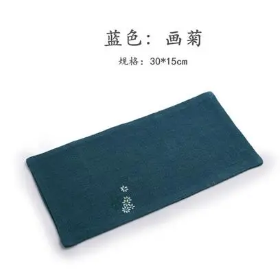 Cotton and linen hand-painted tea towel Chinese style square scarf Zen tea cloth handmade retro rag tea ceremony - Цвет: 1
