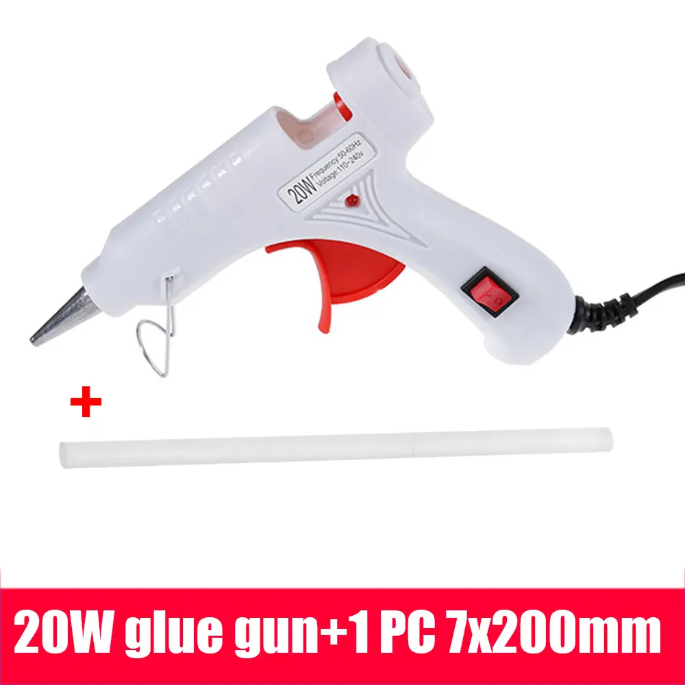 A add 1 glue sticks Vastar 20W 110 V-240 V горячего расплава клея пушка с 7 мм* 200 мм Клеевые стержни DIY термо мини клей пистолет ремонт тепловой инструмент - Цвет: A add 1 glue sticks