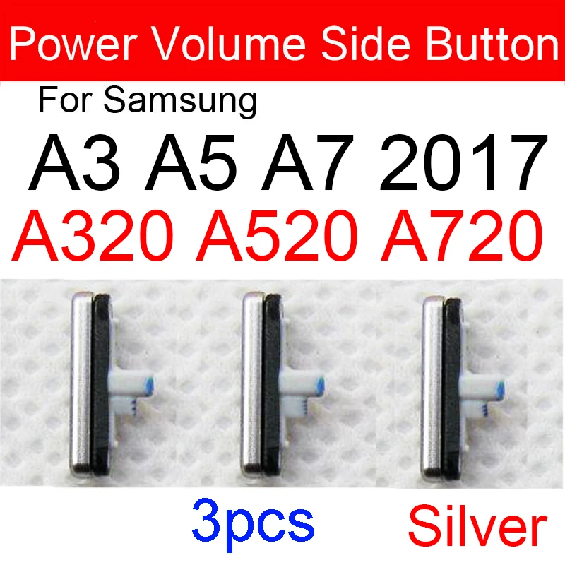 Phone Housing Frame Volume Power Button Side Key Replacement Parts For Samsung Galaxy A3 A5 A7 A320 A520 A720 3pcs phone button replacement parts,button replacement parts