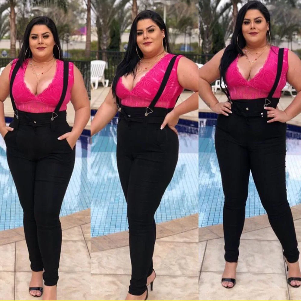 5XL женский джинсовый комбинезон, повседневный комбинезон с высокой талией, джинсы размера плюс, черные обтягивающие джинсы для женщин, уличная одежда, джинсовые штаны, комбинезон D25