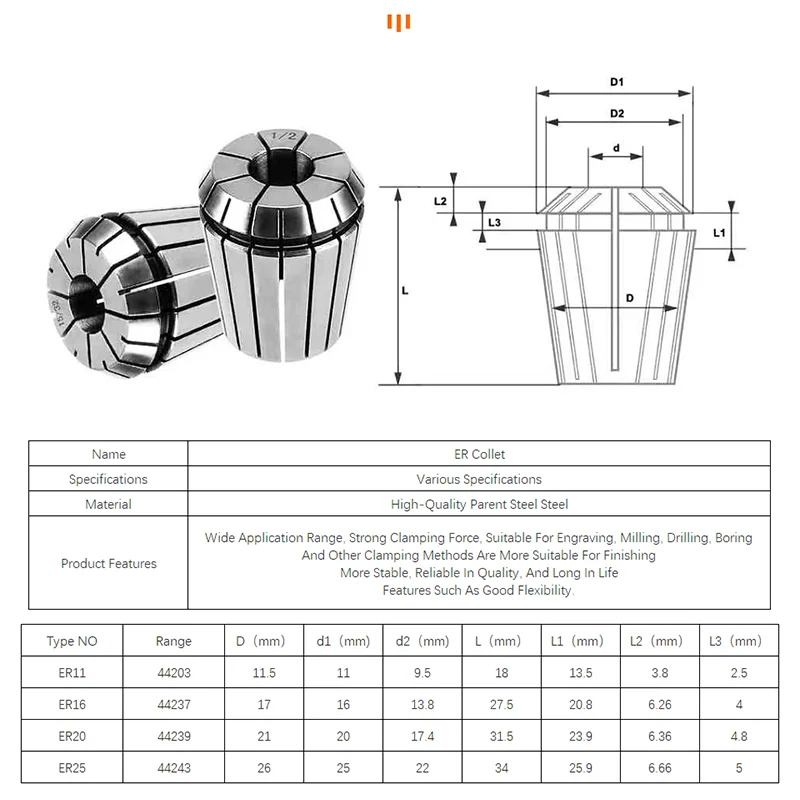 ER11 Spannzangen-Set (3-teilig) Für CNC & Gravur - Größen 1/8", 4 Mm, 6 Mm, Aus Federstahl