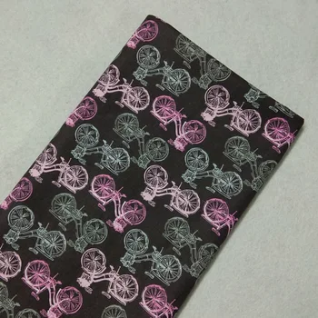 

Royal Grey Pink Bike Printed Cotton Fabric 50x105cm Bicycle Fabric Patchwork DIY Sedwing Apparel Dress Home Decoration