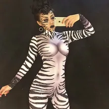 Сексуальная Зебра сверкающий кристаллический горный хрусталь Комбинезон ночной клуб вечерние праздновать певица DJ DS представление сценическая одежда для женщин боди