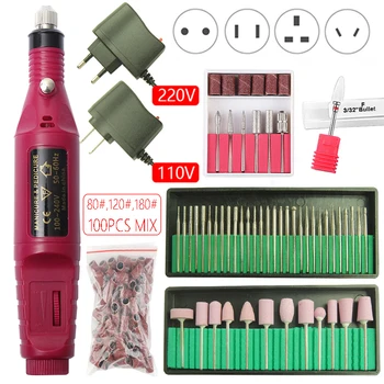 

1 Set Professional Electric Nail Drill Machine Pen for Manicure Pedicure Tips Polishing Nail Drill Bits Set Nail Gel Remover Kit