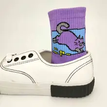 3 пары детских хлопковых утепленных колготок на Harajuku Для женщин девочек в стиле «хип-хоп», длинные носки с милыми животными хлопковый комплект одежды с изображением котика, с героями мультфильмов 40JF