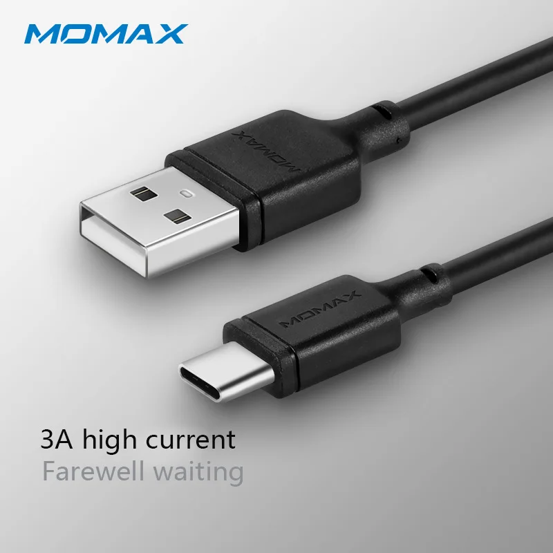 Маленький белый кабель MOMAX (TYPE C-USB a-0.3m/1 м) мягкий для использования 3а большой ток