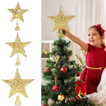 

Christmas Tree Topper Iron Star for Xmas Tree Ornaments Tree Top Navidad Noel Kerst Natal New Year рождество Holiday Party Decor