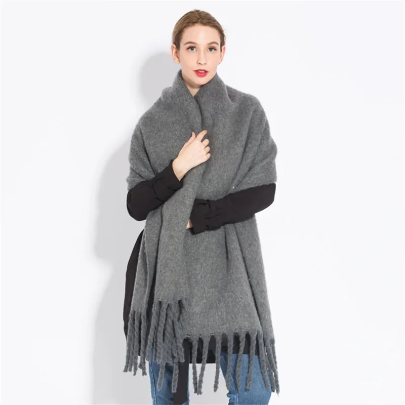 Роскошный брендовый зимний теплый клетчатый шарф для женщин, длинный шерстяной шарф кашемировая шаль, женский зимний шарф - Цвет: 5