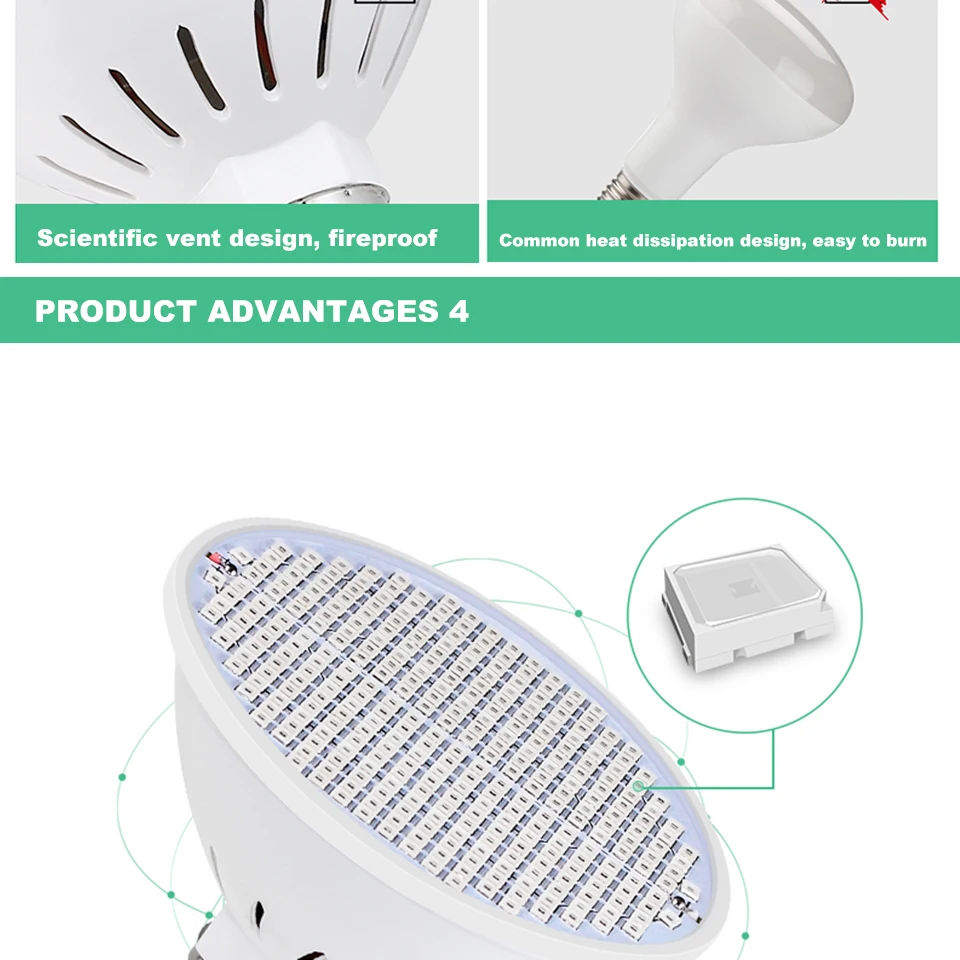 FOXGBF LED plant lamp cup E27 plant growth 220V 486080126200300 leds plant fill light Phyto Led Grow Bulb Red  Blue Spectrum (6)