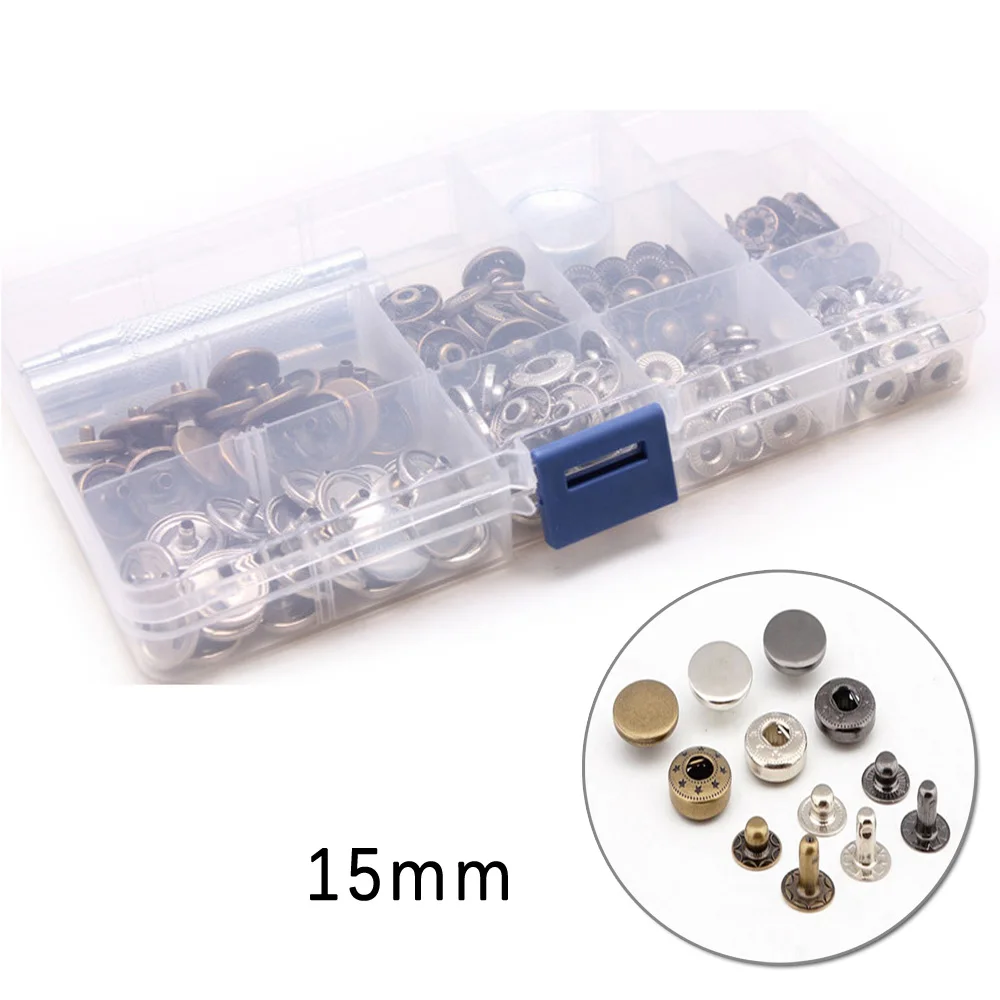 4x Leather Craft Die Punch Tool /& 10 Sets Rivets Poppers Snaps Fasteners Button