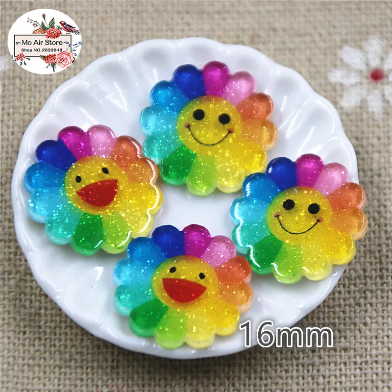 

15mm 20pcs multicolor sunflower Resin planar Flatbacks Scrapbooking hair bow center For DIY craft